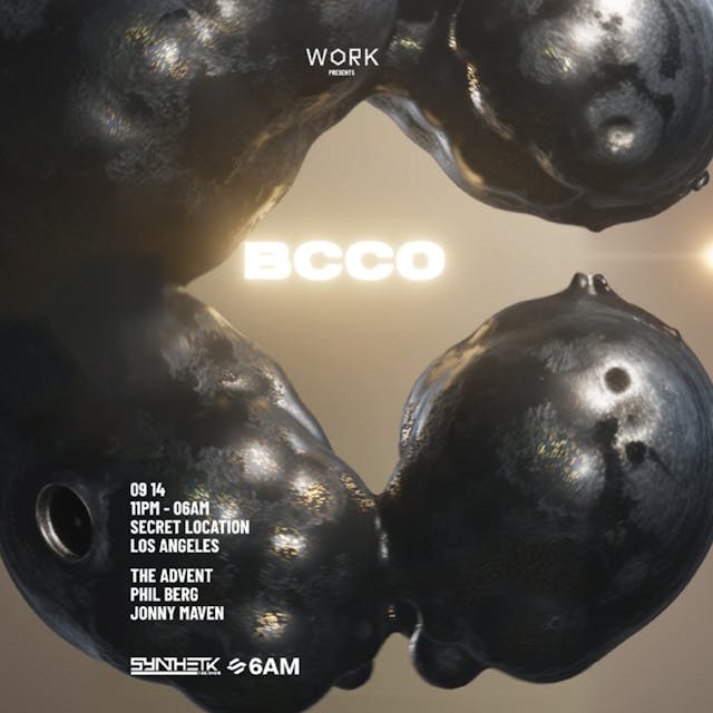 SATURDAY, SEPTEMBER 14TH - WORK x BCCO PRESENTS: THE ADVENT, PHIL BERG, & JONNY MAVEN