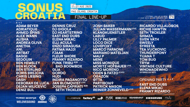 Sonus Croatia 2025 Reveals Full Lineup, Brand Partners and Opening Party for Return to Pag Island