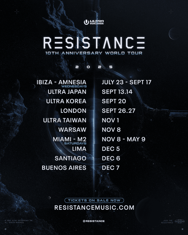 RESISTANCE Announces 10th Anniversary World Tour, Spanning U.S., Europe, Asia, and Latin America